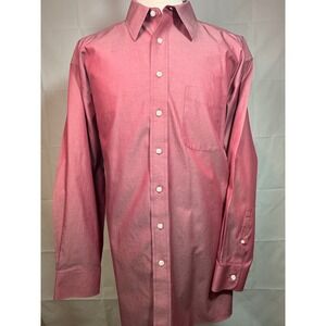 Roundtree & Yorke Gold Label Non-Iron Dress Shirt 17.5 35 Burgundy Cotton